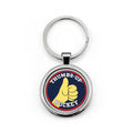 Hockey Thumbs-Up Round Stainless Steel Keychain — Sports Fan Gift